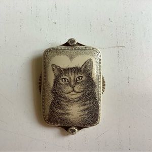 R.H. Badeau Circa 1995 Sweet Heart Cat Pin, Signed